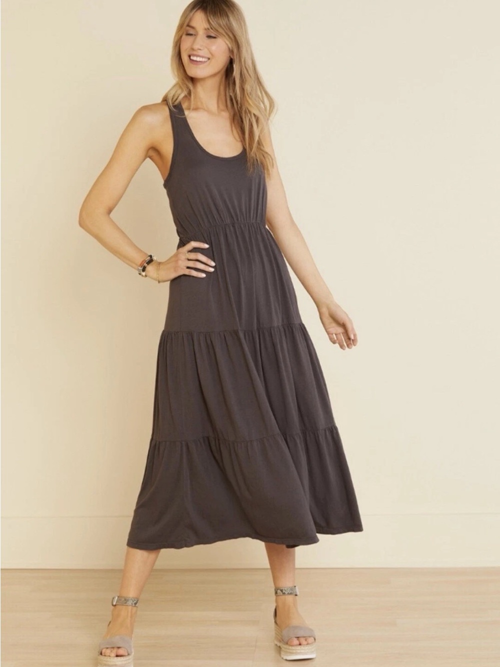 Sundry charcoal tiered racerback maxi 0